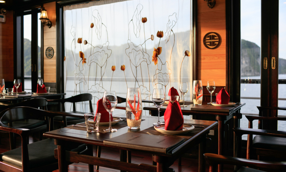 Table set up on a cruise.