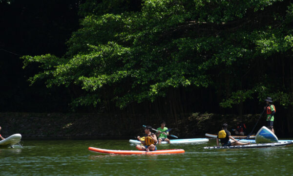 Guests kayaking in Cuc Phuong National Park.